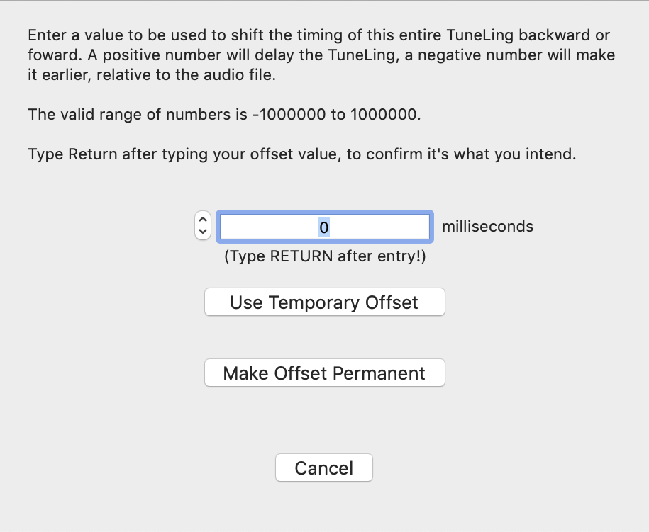 Timing Offset UI panel